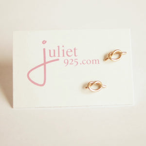 Hand tied knot earrings 14k gold