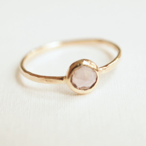 Rose cut pink sapphire gold ring