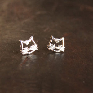 Kitty cat earrings sterling silver