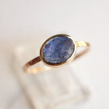 Blue oval sapphire ring