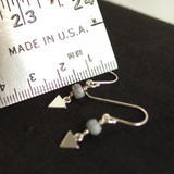 Bead dangle earrings with ruler for reference
