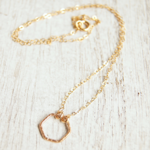 continuous style gold filled chain with hexagon pendant