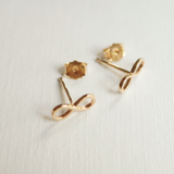 gold infinity earrings with gold backings