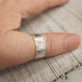 hammered silver thumb ring