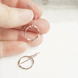 open circle silver dangle earrings