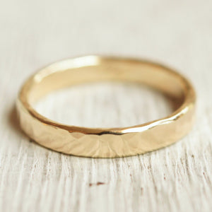 hammered recycled gold wedding band