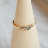 gold heart ring with sapphire and diamonds