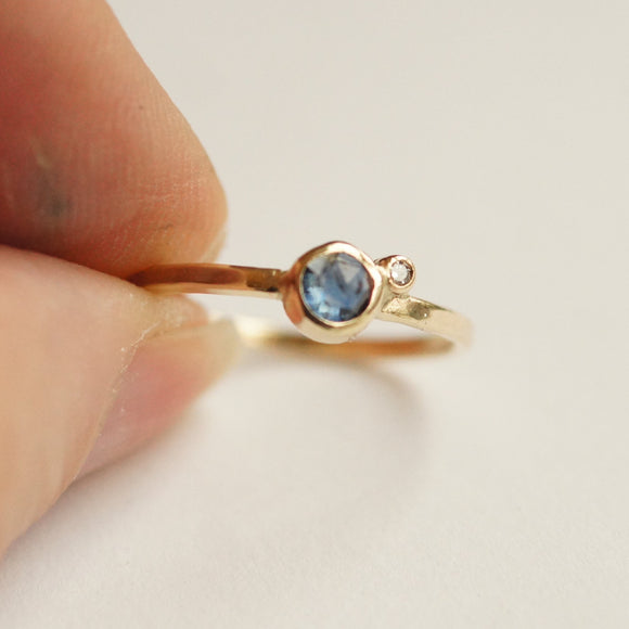 Montana Sapphire with diamond gold ring