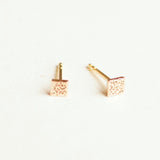 rose gold square mini stud earrings