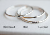 thin stacking rings with 3 different textures