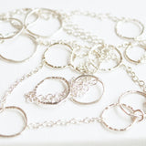 hammered Sterling silver link station chain necklace